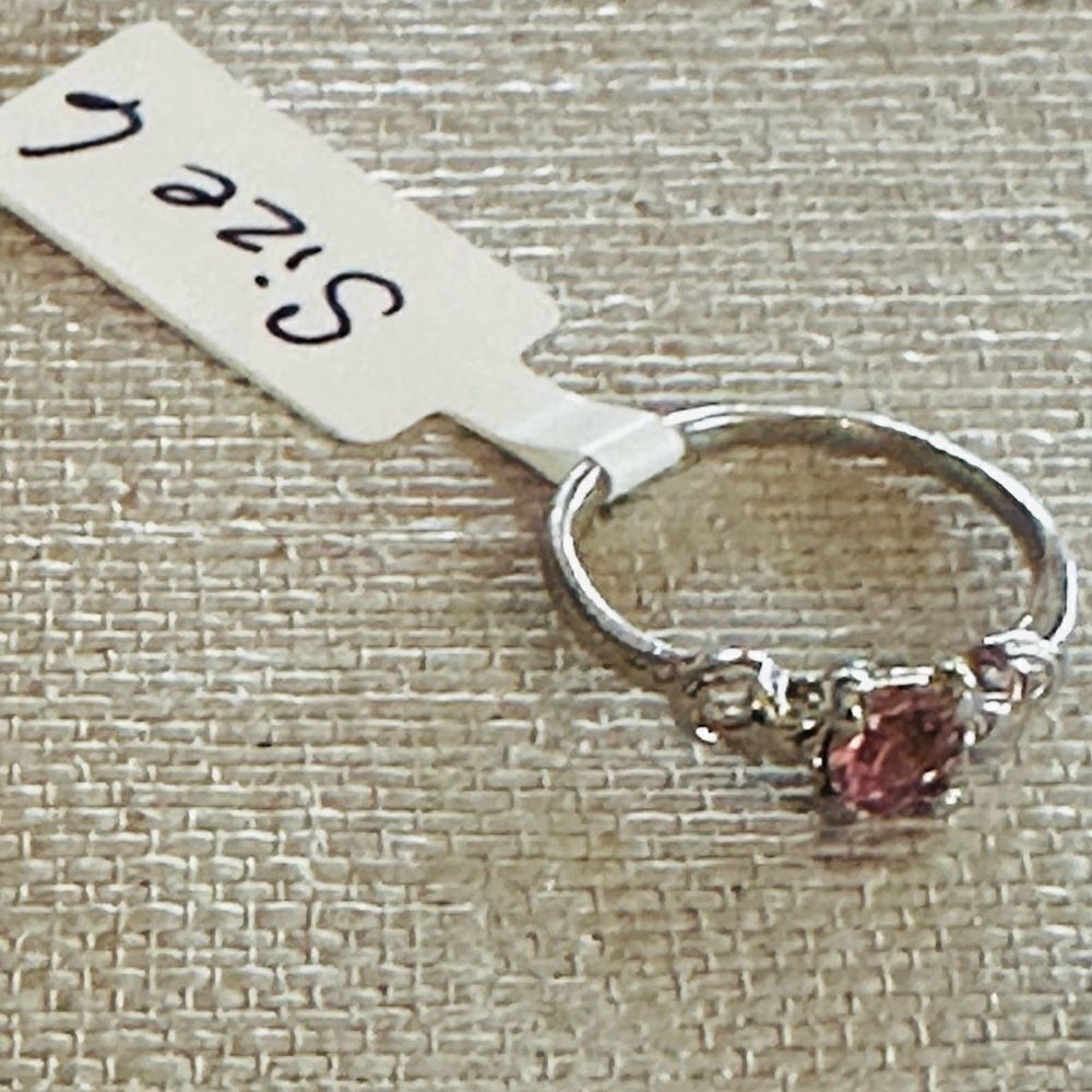 Silver Solitaire Ring with Pink Stone